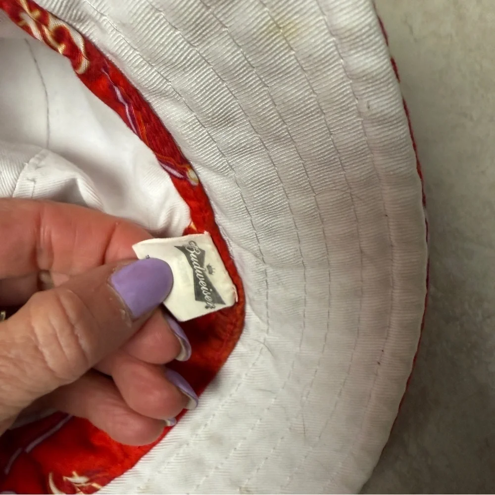 Vintage Budweiser Bucket Hat reversible all over print crusher beer hat